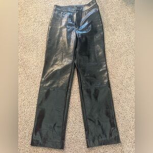 Shiny Black Faux Leather Pants